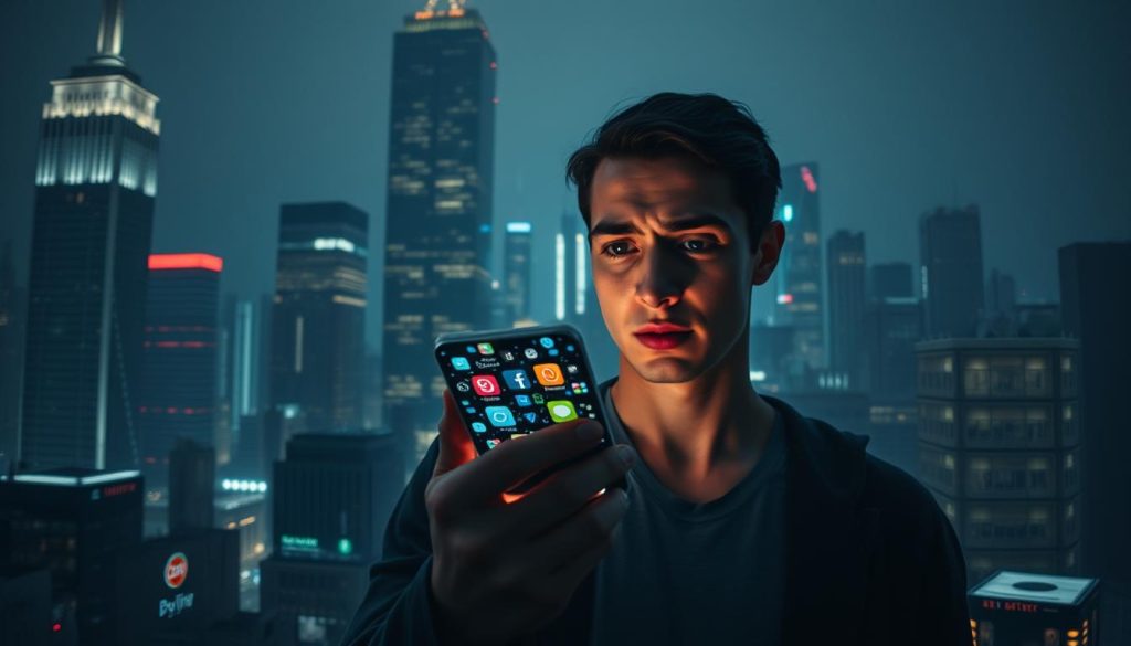 A bustling city skyline, with towering skyscrapers reflecting the glow of neon lights. In the foreground, a person holding a smartphone, its screen illuminated by a collage of app icons, representing the pervasive reach of surveillance technology. The person's expression is one of concern, as they navigate the digital landscape, seeking ways to resist the invasive grasp of these apps. The image is captured through a wide-angle lens, emphasizing the scale and complexity of the challenge, while subtle lighting and hazy atmosphere convey a sense of unease and the need for vigilance. This visual metaphor captures the essence of the "How Apps Enable/Thwart Tracking" section, highlighting the tension between the power of technology and the desire for privacy and autonomy. A bustling city skyline, with towering skyscrapers reflecting the glow of neon lights. In the foreground, a person holding a smartphone, its screen illuminated by a collage of app icons, representing the pervasive reach of surveillance technology. The person's expression is one of concern, as they navigate the digital landscape, seeking ways to resist the invasive grasp of these apps. The image is captured through a wide-angle lens, emphasizing the scale and complexity of the challenge, while subtle lighting and hazy atmosphere convey a sense of unease and the need for vigilance. This visual metaphor captures the essence of the "How Apps Enable/Thwart Tracking" section, highlighting the tension between the power of technology and the desire for privacy and autonomy.