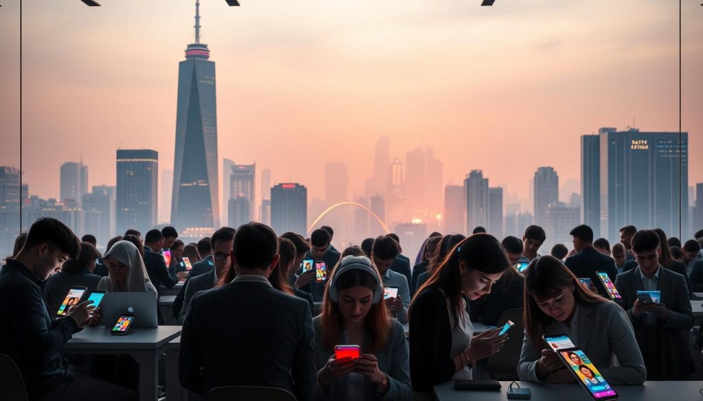 A bustling tech hub, with a towering skyscraper against a hazy, neon-lit skyline. In the foreground, a sleek, minimalist office space filled with young professionals tapping away on their smartphones, engaged in a heated competition. Holographic displays showcase a range of dating app interfaces, each vying for attention with vibrant colors, innovative features, and eye-catching designs. The atmosphere is charged with creativity, ambition, and a sense of disruption, as these rivals strive to redefine the future of courtship in a rapidly evolving digital landscape. A bustling tech hub, with a towering skyscraper against a hazy, neon-lit skyline. In the foreground, a sleek, minimalist office space filled with young professionals tapping away on their smartphones, engaged in a heated competition. Holographic displays showcase a range of dating app interfaces, each vying for attention with vibrant colors, innovative features, and eye-catching designs. The atmosphere is charged with creativity, ambition, and a sense of disruption, as these rivals strive to redefine the future of courtship in a rapidly evolving digital landscape.