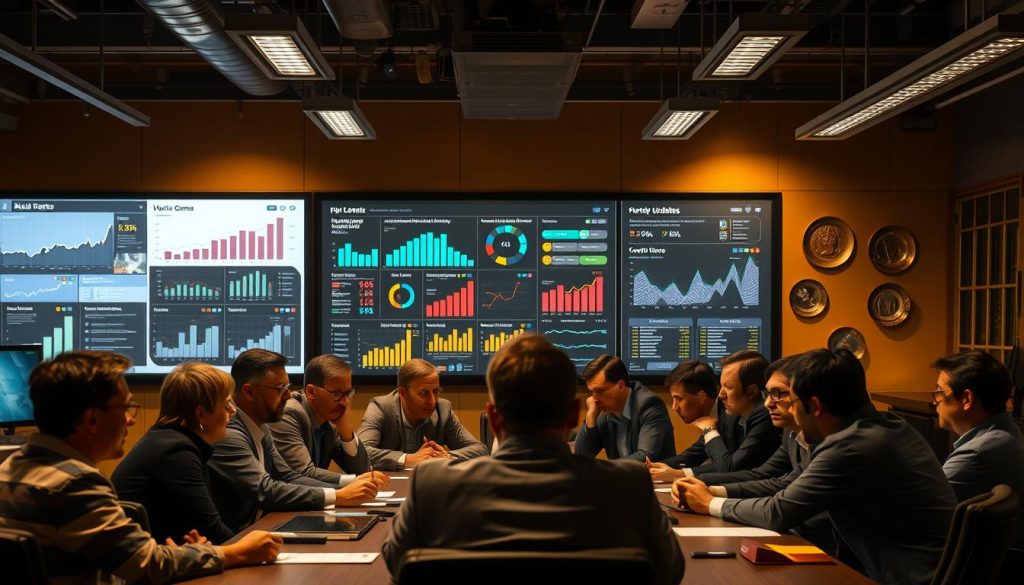 A high-profile video game publisher's headquarters, lit by warm, ambient lighting. In the foreground, executives huddle around a conference table, expressions serious as they discuss strategies. The middle ground features a large display screen showcasing analytics, sales figures, and content updates. In the background, a wall of awards and accolades hints at the publisher's past successes. The overall atmosphere is one of deliberation, decision-making, and the weight of maintaining a popular game's longevity in a rapidly evolving industry. A high-profile video game publisher's headquarters, lit by warm, ambient lighting. In the foreground, executives huddle around a conference table, expressions serious as they discuss strategies. The middle ground features a large display screen showcasing analytics, sales figures, and content updates. In the background, a wall of awards and accolades hints at the publisher's past successes. The overall atmosphere is one of deliberation, decision-making, and the weight of maintaining a popular game's longevity in a rapidly evolving industry.
