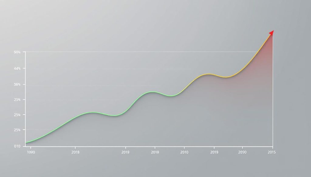 A sleek, data-driven graph depicting the rise and fall of a mobility startup, rendered in a minimalist, corporate style. The graph's line forms an arc, starting from humble beginnings in the lower left, peaking dramatically in the center, then plummeting sharply down to the right. The background is a clean, professional grey, with subtle grid lines and axis labels. The graph's colors transition from a vibrant green to a fading red, visually reflecting the startup's growth trajectory. Carefully placed gridlines and axis tick marks provide context, while the overall composition conveys a sense of dynamic movement and the dramatic ebb and flow of the startup's fortunes.