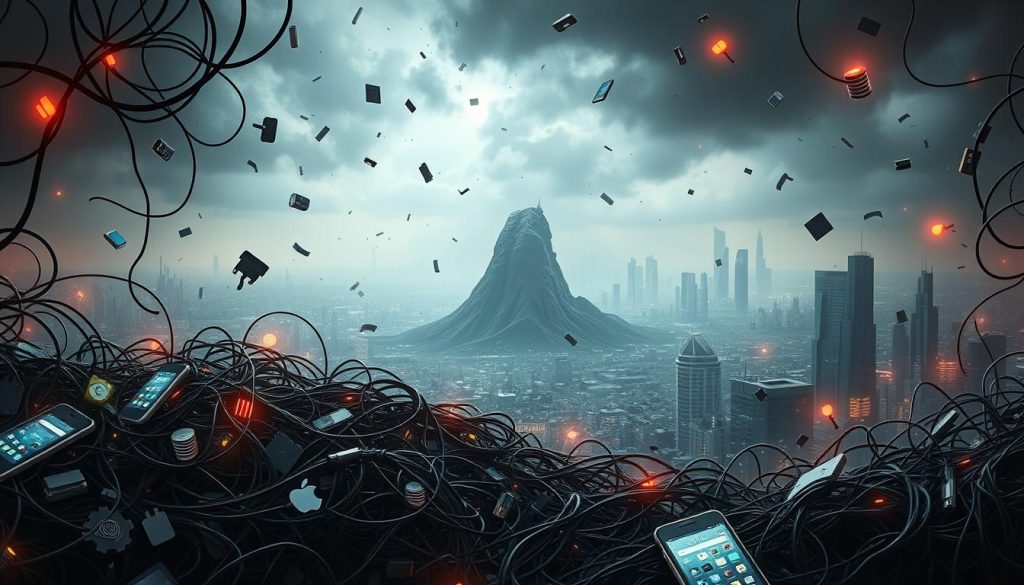 A sprawling digital landscape, where diverse mobile apps and interconnected platforms grapple with a complex web of technical hurdles and market dynamics. In the foreground, a tangle of tangled wires and code fragments symbolize the intricate dependencies and compatibility issues that plague app developers. Amidst the chaos, a towering mountain of data and security challenges looms, casting an ominous shadow over the entire ecosystem. In the middle ground, a maze of network protocols and cloud infrastructure struggles to keep pace with the ever-evolving demands of modern app experiences. The background is a hazy, dystopian cityscape, where the silhouettes of skyscrapers and data centers reflect the daunting scale and scope of the challenges facing the app industry. Dramatic lighting and a moody, atmospheric tone convey the sense of uncertainty and difficulty inherent in this complex technological landscape. A sprawling digital landscape, where diverse mobile apps and interconnected platforms grapple with a complex web of technical hurdles and market dynamics. In the foreground, a tangle of tangled wires and code fragments symbolize the intricate dependencies and compatibility issues that plague app developers. Amidst the chaos, a towering mountain of data and security challenges looms, casting an ominous shadow over the entire ecosystem. In the middle ground, a maze of network protocols and cloud infrastructure struggles to keep pace with the ever-evolving demands of modern app experiences. The background is a hazy, dystopian cityscape, where the silhouettes of skyscrapers and data centers reflect the daunting scale and scope of the challenges facing the app industry. Dramatic lighting and a moody, atmospheric tone convey the sense of uncertainty and difficulty inherent in this complex technological landscape.